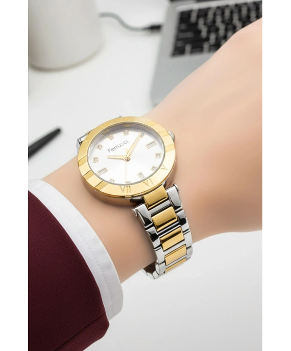 Kadın Kol Saati Altın-gümüş Çelik Kordon Çelik Kasa Fc.03207m.05 Sdfer107