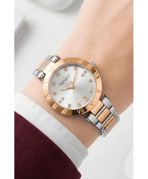 Kadın Kol Saati Rose Gümüş Çelik Kordon Çelik Kasa Fc.03207m.04 Sdfer107
