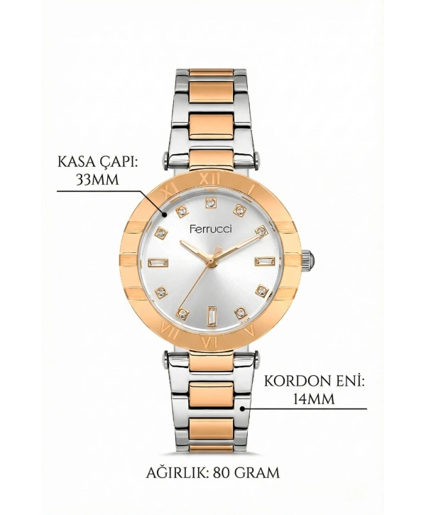 Kadın Kol Saati Rose Gümüş Çelik Kordon Çelik Kasa Fc.03207m.04 Sdfer107
