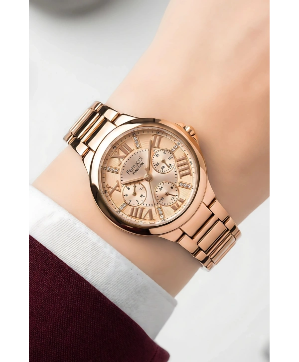 Function Kadın Kol Saati Rose Gold Çelik Kordon Çelik Kasa Fc.14386fm.04 Sdfer108