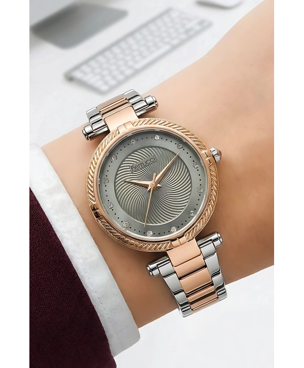 Kadın Kol Saati Rose Gold-gümüş Çelik Kordon Çelik Kasa Fc.14337m.05 Sdfer110