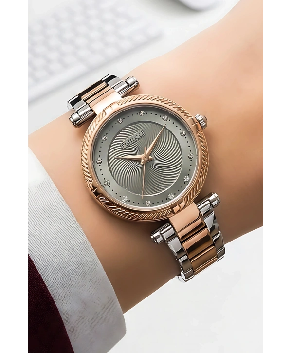 Kadın Kol Saati Rose Gold-gümüş Çelik Kordon Çelik Kasa Fc.14337m.05 Sdfer110