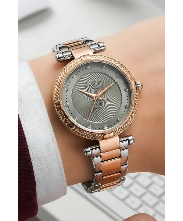 Kadın Kol Saati Rose Gold-gümüş Çelik Kordon Çelik Kasa Fc.14337m.05 Sdfer110