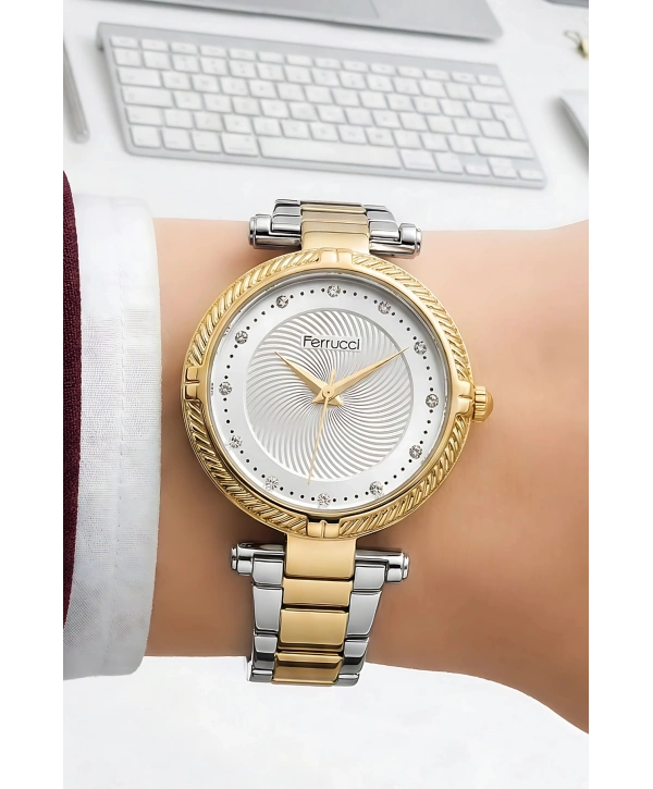 Kadın Kol Saati Altın Gold-gümüş Çelik Kordon Çelik Kasa Fc.14337m.04 Sdfer110