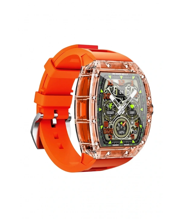 JG.POLO CLUB Turuncu Renk Darbeye Dayanıklı Akıllı Saat: 2,2 İnç Ekran, Sesli Görüşme ve Siri Asista