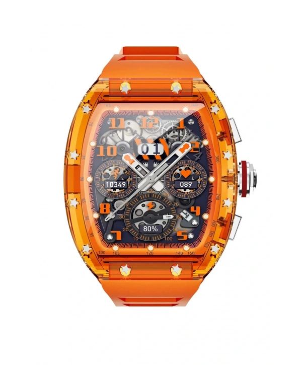 JG.POLO CLUB Turuncu Renk Darbeye Dayanıklı Akıllı Saat: 2,2 İnç Ekran, Sesli Görüşme ve Siri Asista