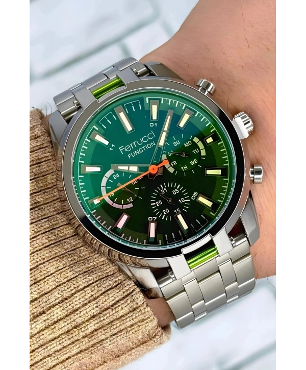 Function, 3atm, Gümüş-gümüş Renk Erkek Kol Saati, Renkli Mineral Cam Bileklik Sdfer139