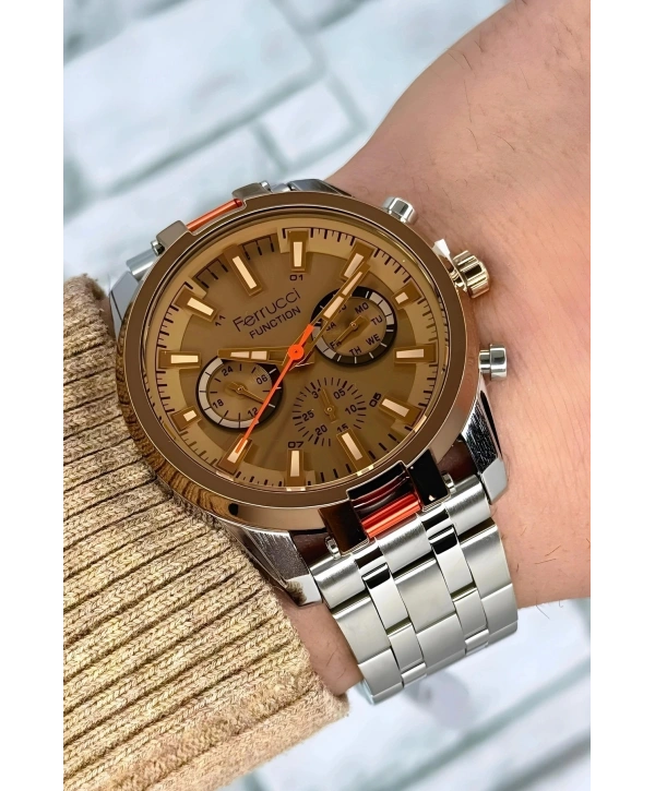 Function, 3atm, Gümüş-rose Renk Erkek Kol Saati, Renkli Mineral Cam Bileklik Sdfer139