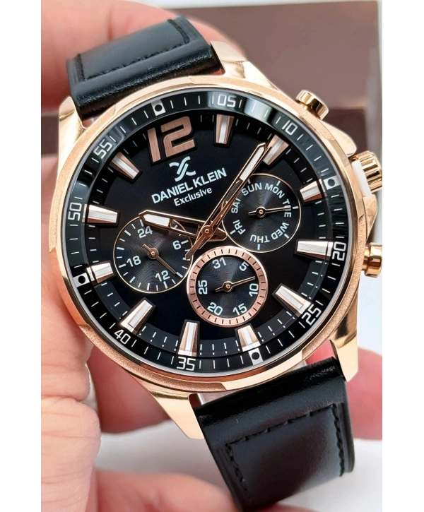 Exclusive Siyah Deri Kordon Erkek Kol Saati 3 Atm+Bileklik Hediyeli Siyah-Rose sddk086