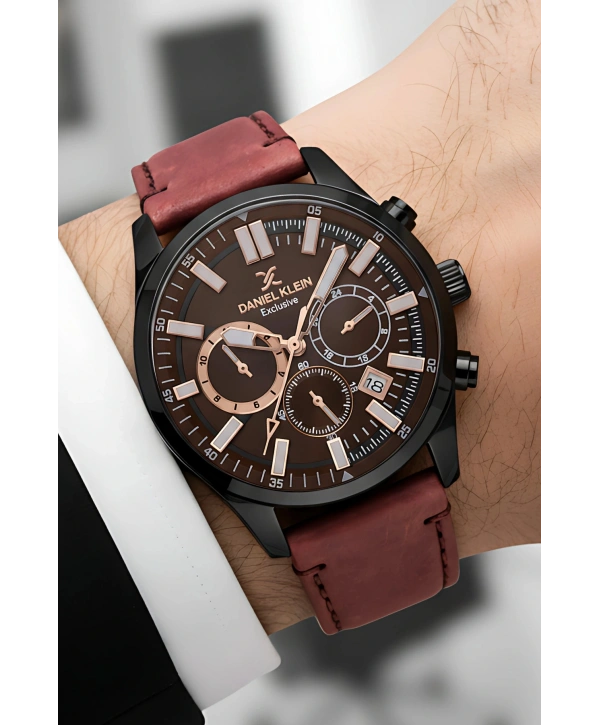 Exclusive Kahverengi Deri Kordon Erkek Kol Saati 3 Atm+Bileklik Hediyeli sddk085