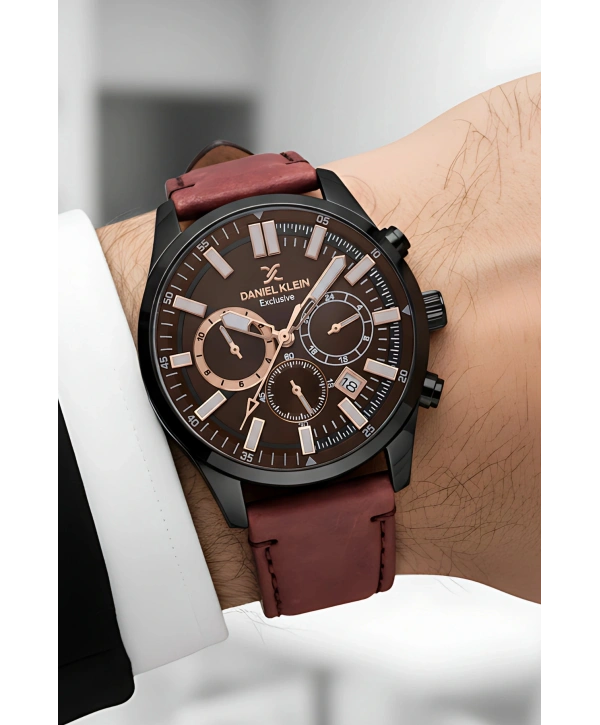 Exclusive Kahverengi Deri Kordon Erkek Kol Saati 3 Atm+Bileklik Hediyeli sddk085