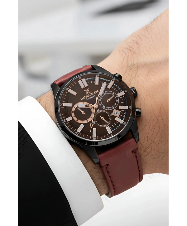 Exclusive Kahverengi Deri Kordon Erkek Kol Saati 3 Atm+Bileklik Hediyeli sddk085