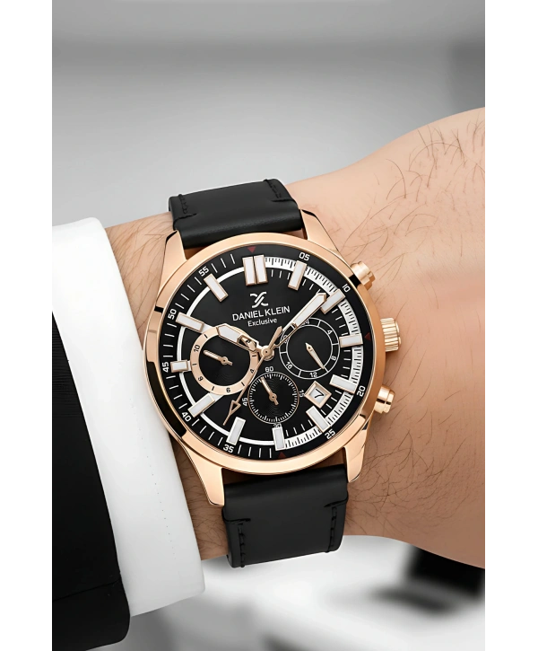 Exclusive Siyah Deri Kordon Erkek Kol Saati 3 Atm+Bileklik Hediyeli sddk085