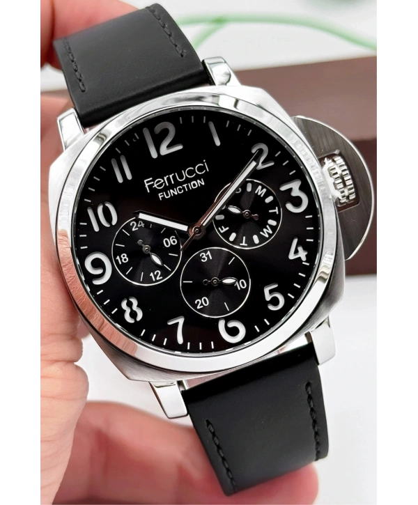 Siyah Deri Kordon Function Erkek Kol Saati 3atm Bileklik Hediyeli Sdfer141