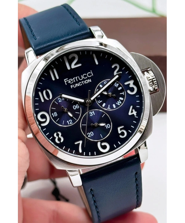 Lacivert Deri Kordon Function Erkek Kol Saati 3atm Bileklik Hediyeli Sdfer141