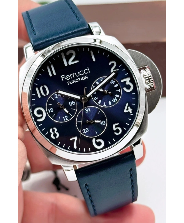 Lacivert Deri Kordon Function Erkek Kol Saati 3atm Bileklik Hediyeli Sdfer141
