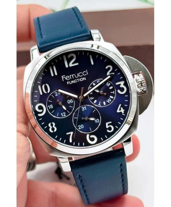 Lacivert Deri Kordon Function Erkek Kol Saati 3atm Bileklik Hediyeli Sdfer141