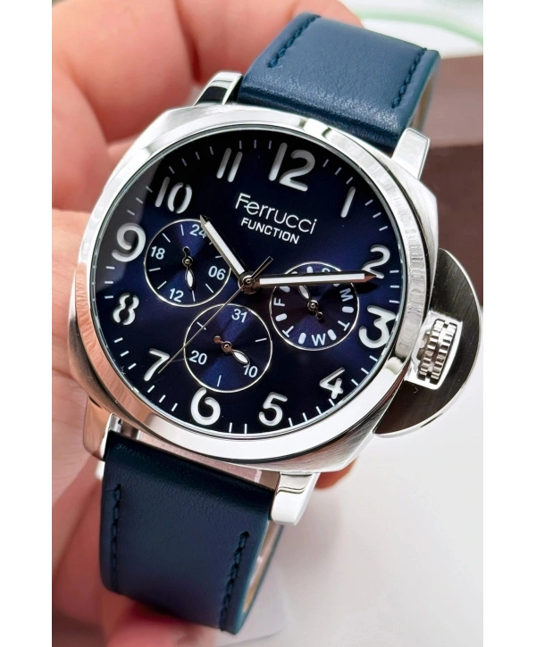 Lacivert Deri Kordon Function Erkek Kol Saati 3atm Bileklik Hediyeli Sdfer141