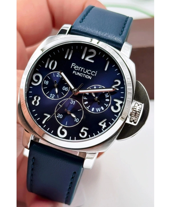 Lacivert Deri Kordon Function Erkek Kol Saati 3atm Bileklik Hediyeli Sdfer141