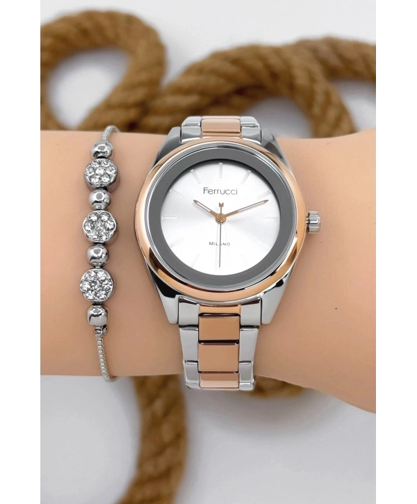 Kadın Kol Saati Gümüş-rose Renk Çelik Kordon Çelik Kasa Gümüş-rose Sdfer144