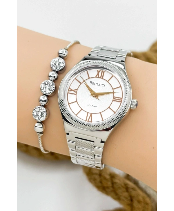 Kadın Kol Saati Gümüş Renk Çelik Kordon Çelik Kasa Gümüş-beyaz Sdfer145