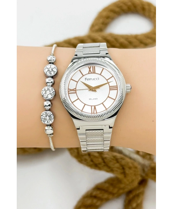 Kadın Kol Saati Gümüş Renk Çelik Kordon Çelik Kasa Gümüş-beyaz Sdfer145