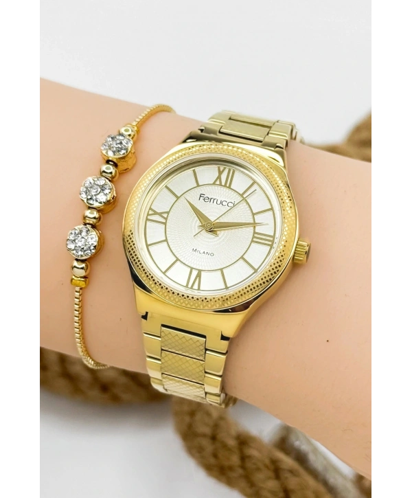 Kadın Kol Saati Gold Renk Çelik Kordon Çelik Kasa Gold-gold Sdfer145