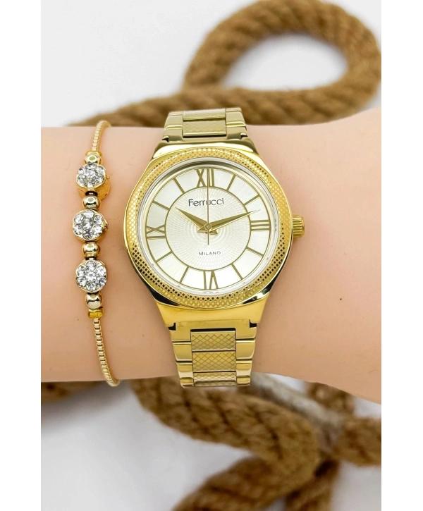 Kadın Kol Saati Gold Renk Çelik Kordon Çelik Kasa Gold-gold Sdfer145