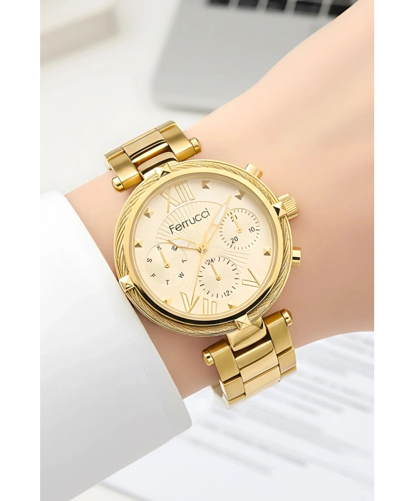 Çelik Kordon & Şık Tasarım, Kadın Kol Saati, 3ATM Suya Dayanıklı Gold sdfer154