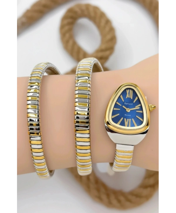 Çelik Kordon Yılan Model , Kadın Kol Saati, 3ATM Suya Dayanıklı Rose-Gümüş sdfer155