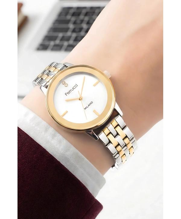 Çelik Kordon & Özel Tasarım, Kadın Kol Saati, 3atm Suya Dayanıklı Gold-gümüş Sdfer156