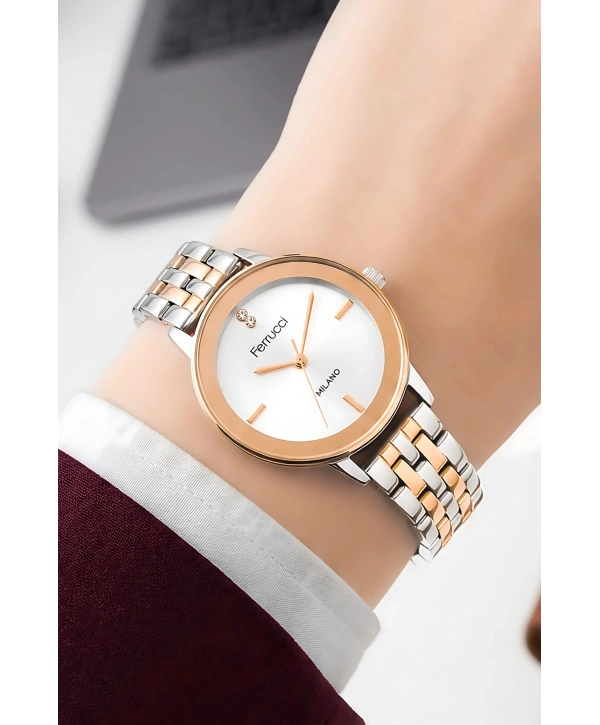 Çelik Kordon & Özel Tasarım, Kadın Kol Saati, 3atm Suya Dayanıklı Rose-gümüş Sdfer156