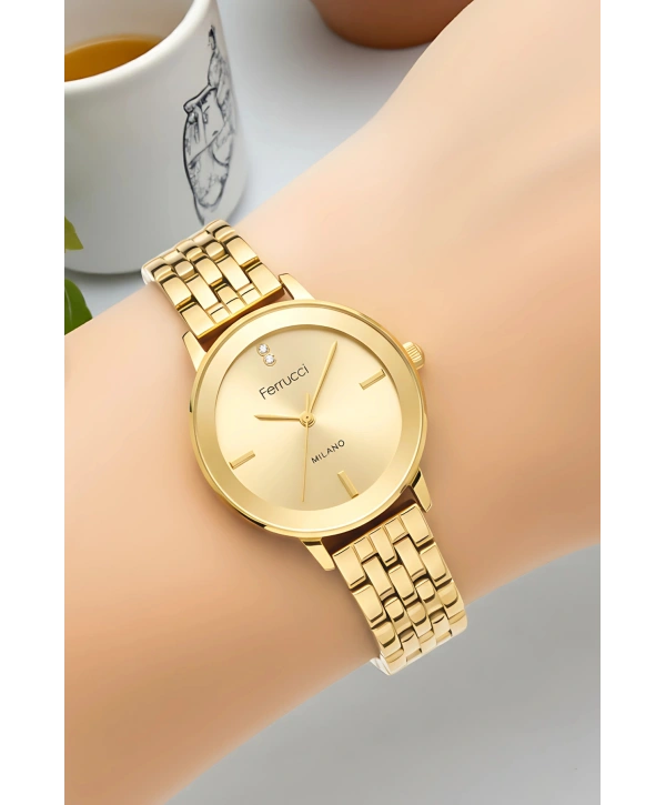 Çelik Kordon & Özel Tasarım, Kadın Kol Saati, 3atm Suya Dayanıklı Gold Sdfer156