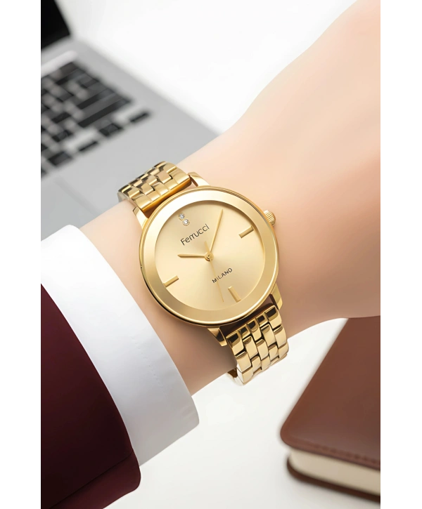 Çelik Kordon & Özel Tasarım, Kadın Kol Saati, 3atm Suya Dayanıklı Gold Sdfer156