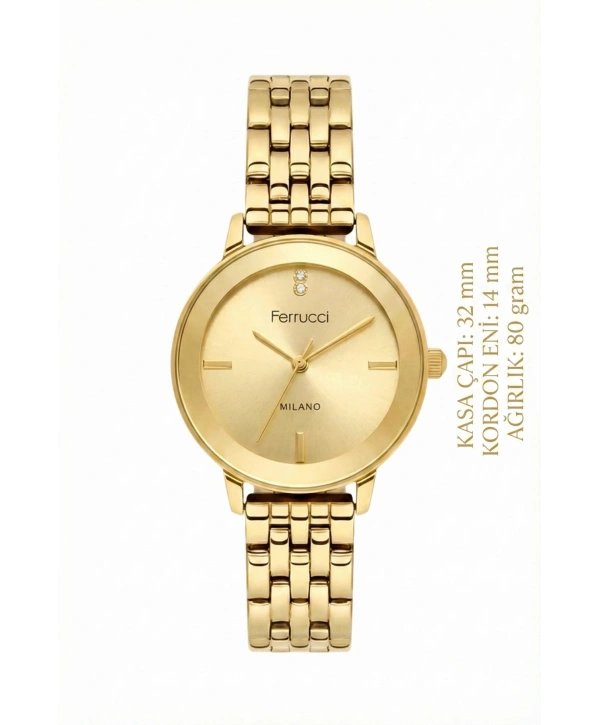 Çelik Kordon & Özel Tasarım, Kadın Kol Saati, 3atm Suya Dayanıklı Gold Sdfer156