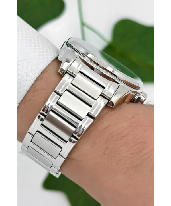 Ferrucci Takvimli3atm Suya Dayanıklı Erkek Kol Saati, Çelik Kordon & Özel Tasarım, Gümüş-yeşil Sdfer160