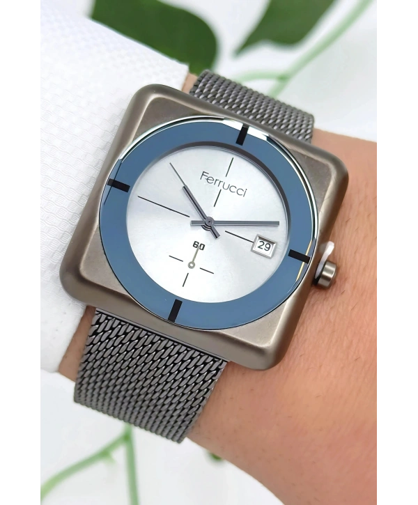Ferrucci Takvimli Çelik Kordon & Özel Tasarım, 3atm Suya Dayanıklı Erkek Kol Saati, Füme Sdfer162