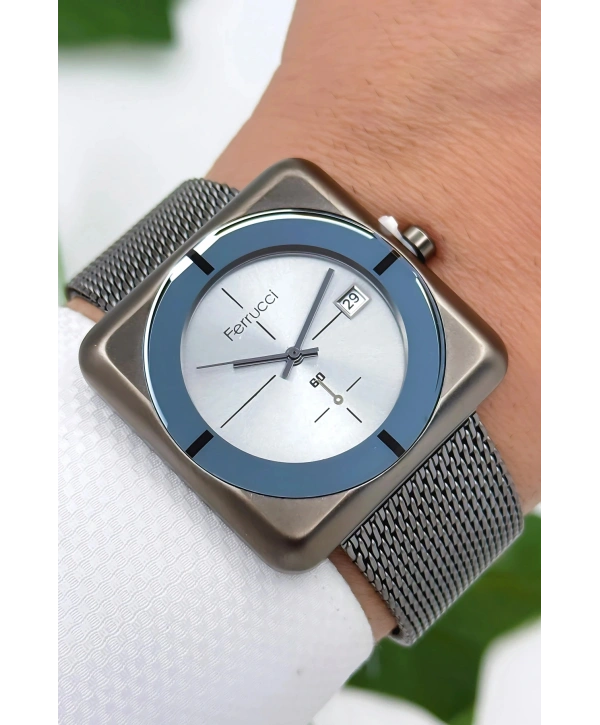 Ferrucci Takvimli Çelik Kordon & Özel Tasarım, 3atm Suya Dayanıklı Erkek Kol Saati, Füme Sdfer162