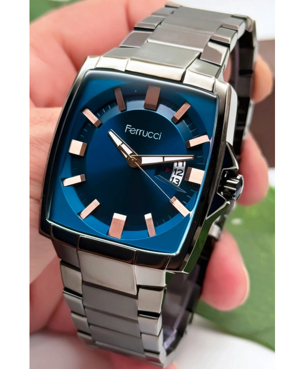 Ferrucci Takvimli Erkek Kol Saati, Çelik Kordon & Özel Tasarım, 3atm Suya Dayanıklı Füme Sdfer163