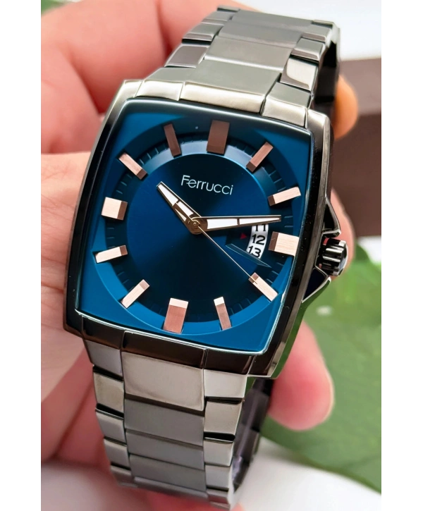 Ferrucci Takvimli Erkek Kol Saati, Çelik Kordon & Özel Tasarım, 3atm Suya Dayanıklı Füme Sdfer163