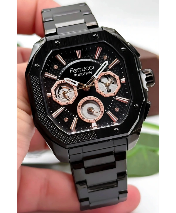 Function Erkek Kol Saati, Çelik Kordon & Özel Tasarım, 3atm Suya Dayanıklı Siyah Sdfer166