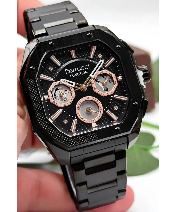 Function Erkek Kol Saati, Çelik Kordon & Özel Tasarım, 3atm Suya Dayanıklı Siyah Sdfer166