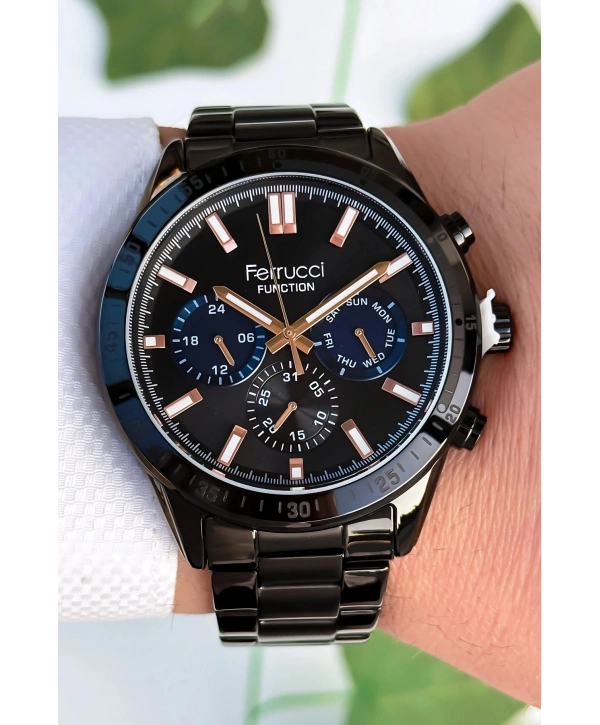 Function Erkek Kol Saati, Çelik Kordon 3ATM Suya Dayanıklı Siyah sdfer167