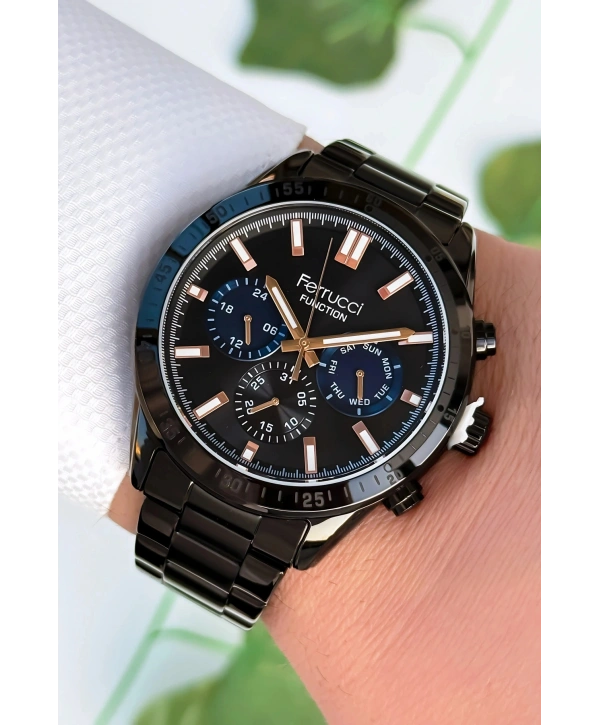Function Erkek Kol Saati, Çelik Kordon 3ATM Suya Dayanıklı Siyah sdfer167