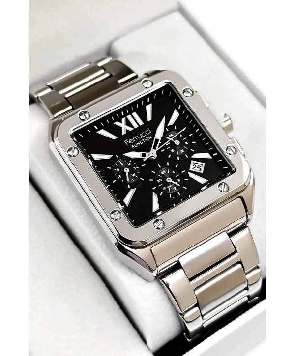 Function Erkek Kol Saati, Çelik Kordon 3atm Suya Dayanıklı Gümüş-siyah Sdfer168