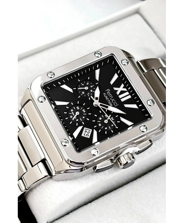 Function Erkek Kol Saati, Çelik Kordon 3atm Suya Dayanıklı Gümüş-siyah Sdfer168