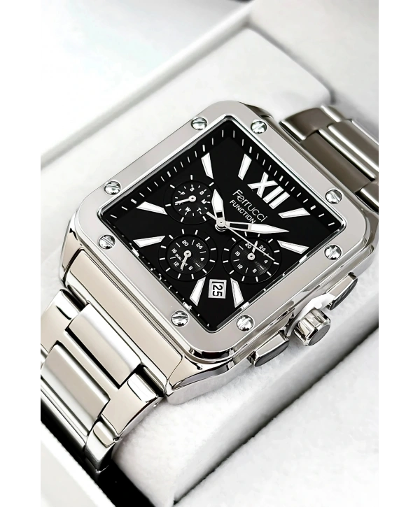 Function Erkek Kol Saati, Çelik Kordon 3atm Suya Dayanıklı Gümüş-siyah Sdfer168