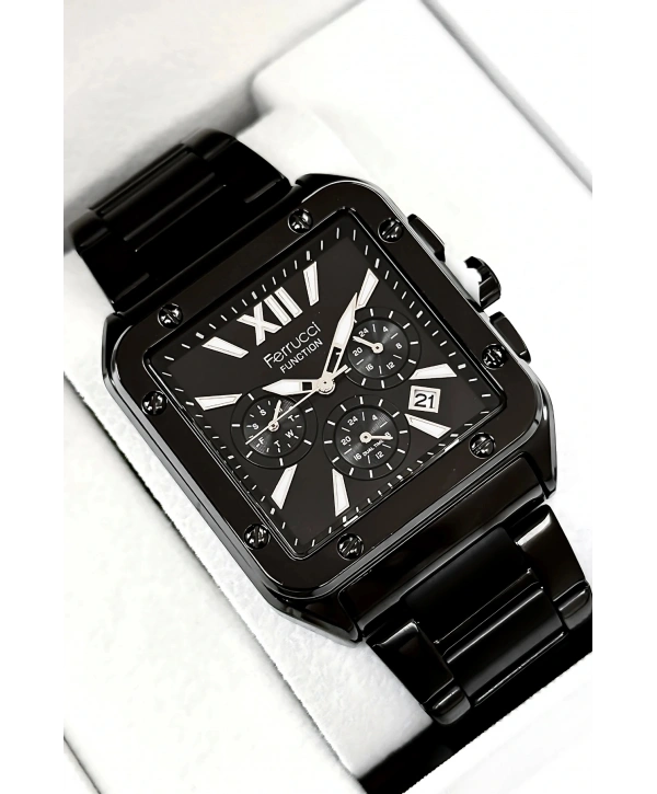 Function Erkek Kol Saati, Çelik Kordon 3atm Suya Dayanıklı Siyah Sdfer168