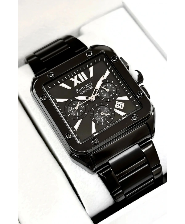 Function Erkek Kol Saati, Çelik Kordon 3atm Suya Dayanıklı Siyah Sdfer168