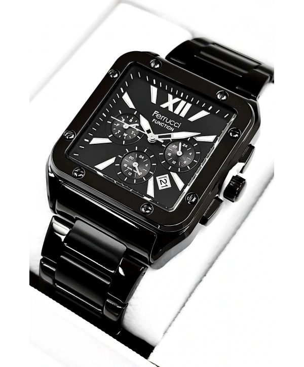 Function Erkek Kol Saati, Çelik Kordon 3atm Suya Dayanıklı Siyah Sdfer168